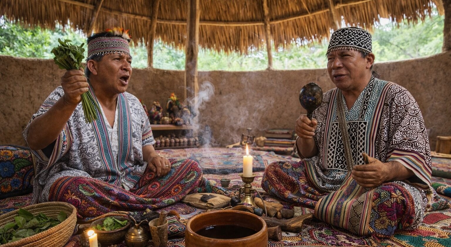 Ceremonia de ayahuasca en Cusco Perú en maloca tradicional